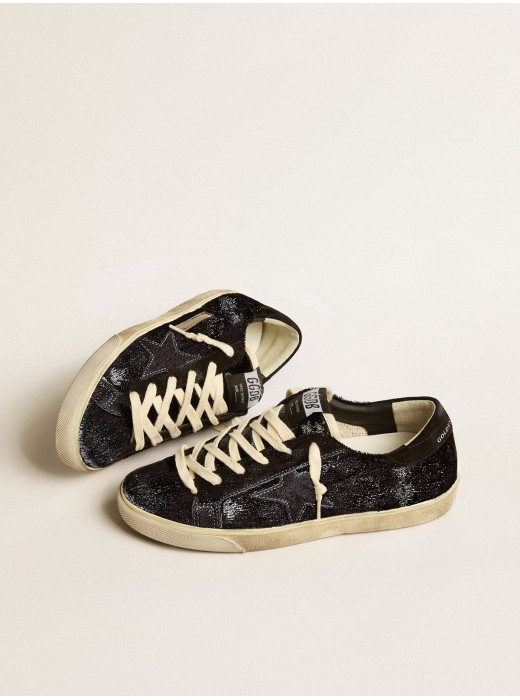 Men’s Super-Star in black velvet and suede with black suede star