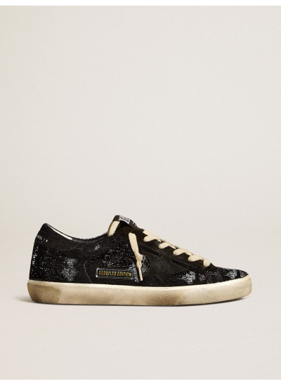 Men’s Super-Star in black velvet and suede with black suede star