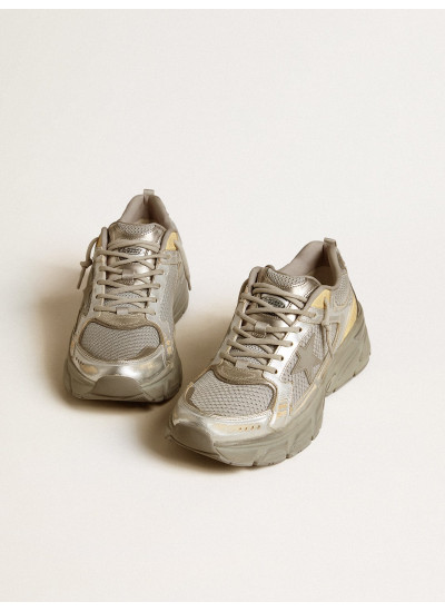 Men’s Lightstar in metallic leather and silver mesh with gray star