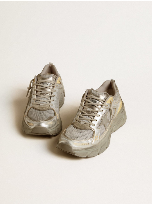 Men’s Lightstar in metallic leather and silver mesh with gray star