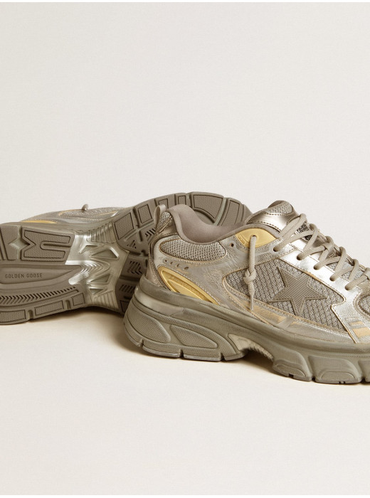 Men’s Lightstar in metallic leather and silver mesh with gray star