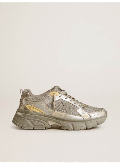 Men’s Lightstar in metallic leather and silver mesh with gray star