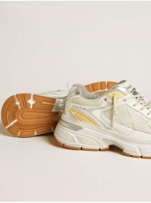 Men’s Lightstar in white leather and mesh with worn-white star