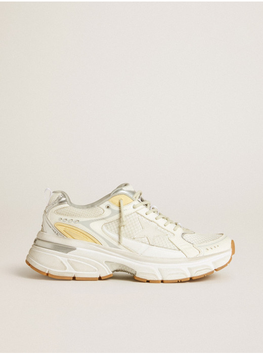 Men’s Lightstar in white leather and mesh with worn-white star