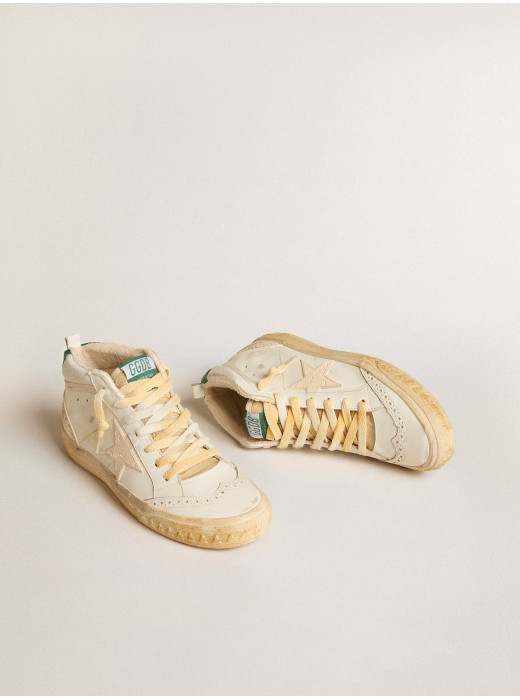 Mid Star in nappa with textured rubber star and cream cotton flash