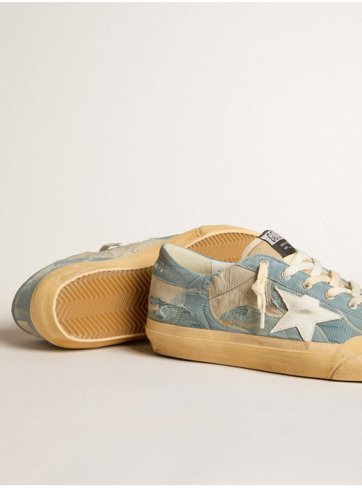 Men's Super-Star in light blue mesh and nylon with white leather star