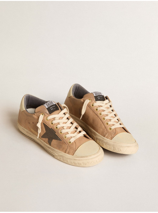 Men's Super-Star in beige nubuck with black printed star and leather heel tab