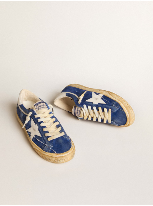 Super-Star in blue suede with white leather star and heel tab