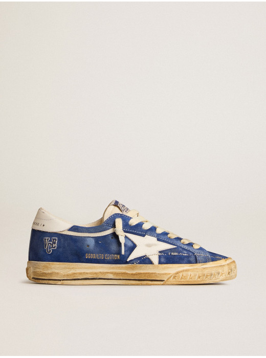 Super-Star in blue suede with white leather star and heel tab