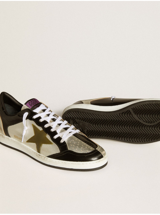 Men's Ball Star LAB in silver leather with brown leather star and black heel tab