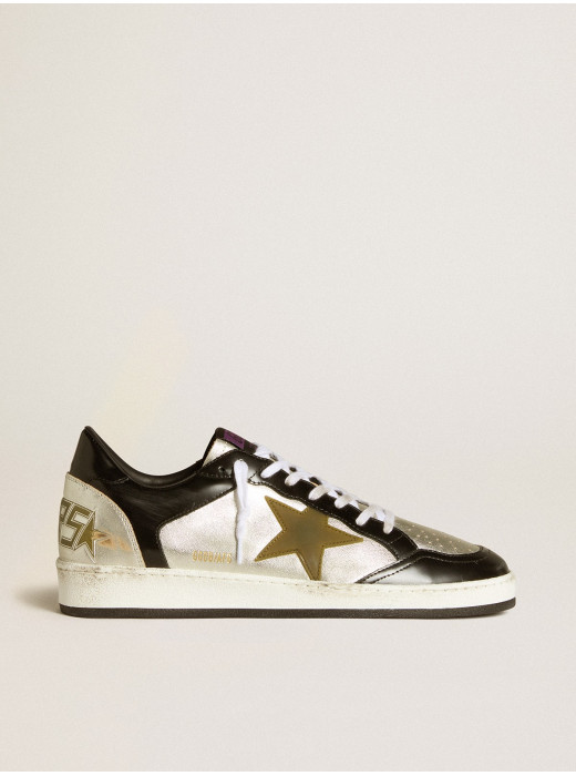 Men's Ball Star LAB in silver leather with brown leather star and black heel tab