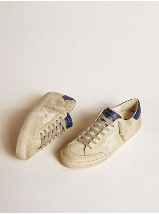 Men's Super-Star LTD in nubuck with white leather star and blue heel tab