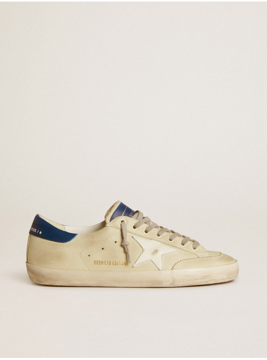 Men's Super-Star LTD in nubuck with white leather star and blue heel tab