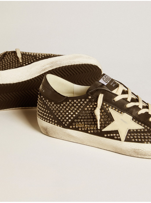 Men’s Super-Star in studded black nappa with white leather star