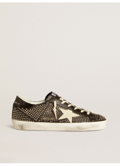 Men’s Super-Star in studded black nappa with white leather star