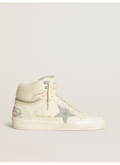 Men's Sky-Star in leather with light blue leather star and white heel tab