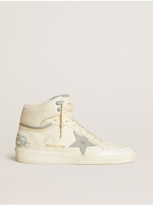 Men's Sky-Star in leather with light blue leather star and white heel tab