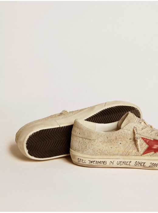 Men's Super-Star LTD in gray suede with red leather star