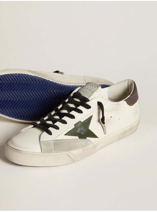 Men's Super-Star in nappa with green leather star and gray leather heel tab