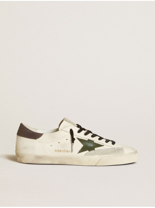 Men's Super-Star in nappa with green leather star and gray leather heel tab