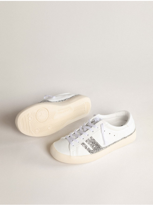 Yatay Model 1B sustainable sneakers with white bio-based upper and silver recycled glitter Y