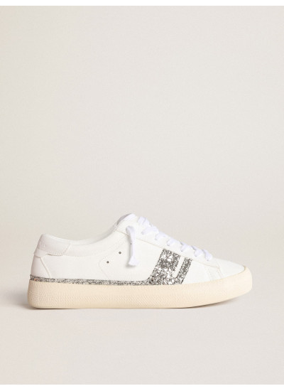 Yatay Model 1B sustainable sneakers with white bio-based upper and silver recycled glitter Y