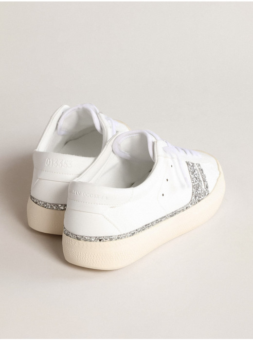 Yatay Model 1B sustainable sneakers with white bio-based upper and silver recycled glitter Y