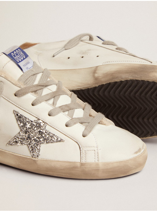 Women's Super-Star with shearling lining and silver glitter star