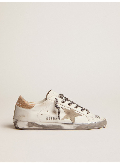 Women's Super-Star in white leather with gray suede star