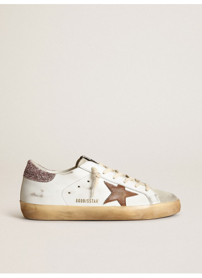 Super-Star with a tan star and pink glitter heel tab