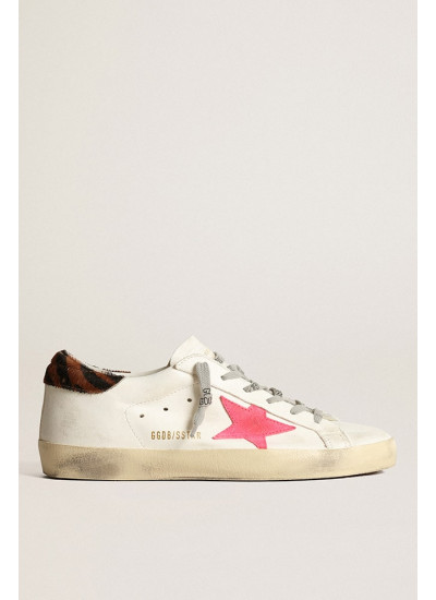 Women’s Super-Star with pink suede star and pony skin heel tab