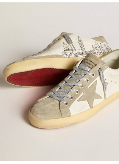 Women’s Super-Star in nappa with ice-gray suede star and black embroidery