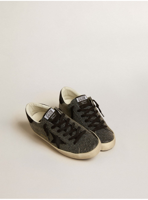 Women’s Super-Star in black Swarovski crystals with black suede star