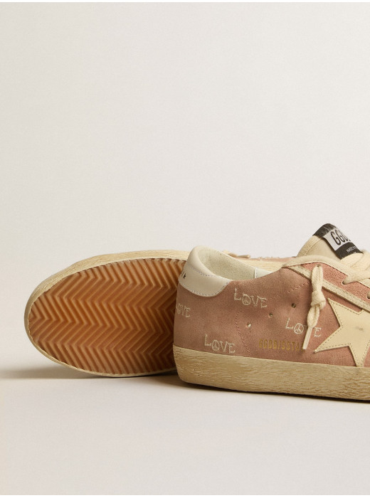 Super-Star in powder-pink suede with cream leather star