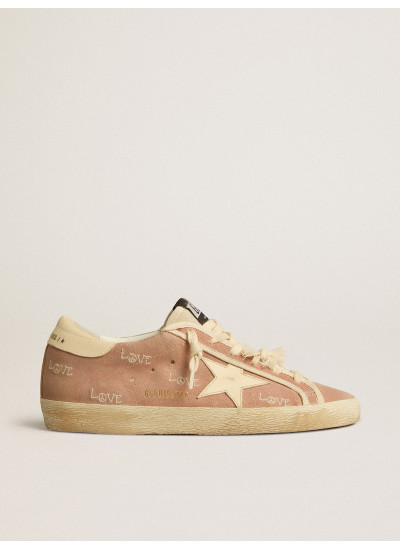 Super-Star in powder-pink suede with cream leather star