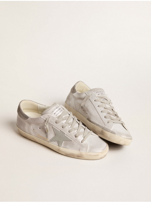 Super-Star sneakers in gray-white glitter-effect leather with leather star