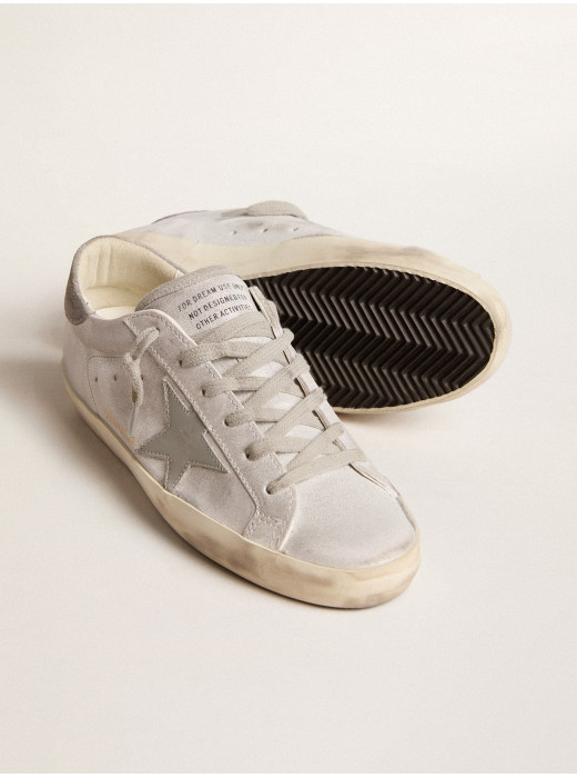 Super-Star sneakers in gray-white glitter-effect leather with leather star