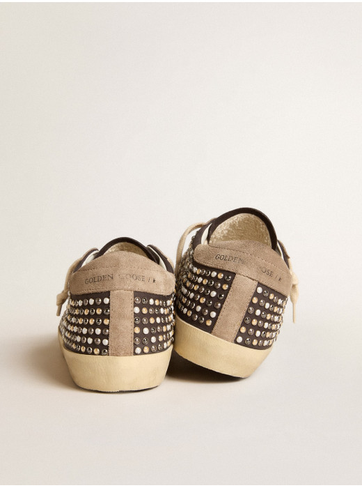 Super-Star LTD in gray nubuck with Swarovski pearls and suede star