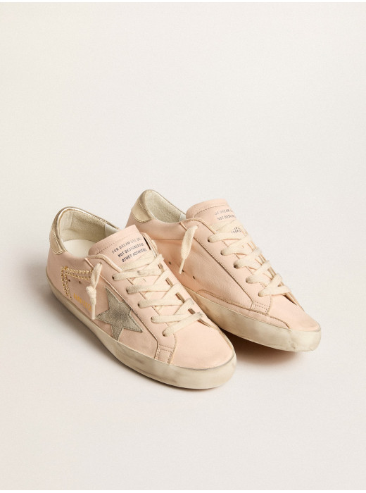 Women's Super-Star in pink nappa with ice-gray star and platinum heel tab