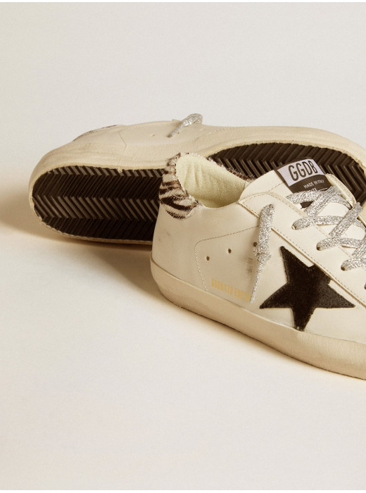 Women’s Super-Star with suede star and in pony skin heel tab