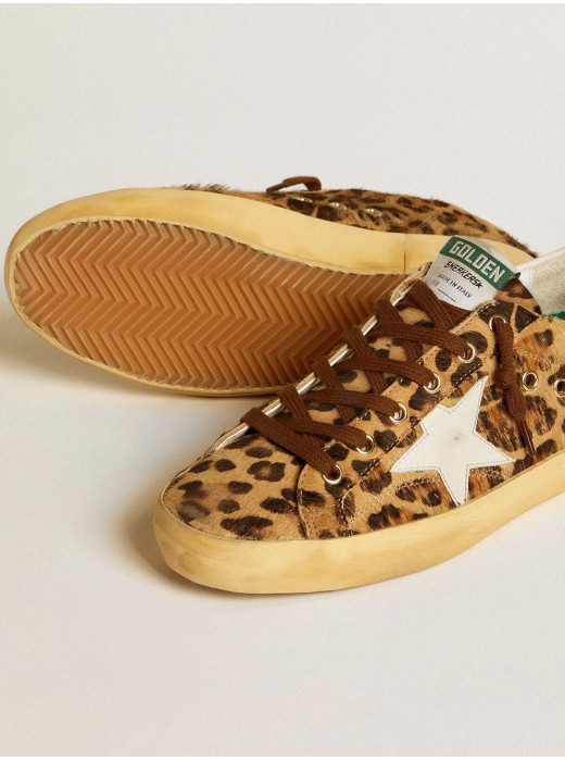 Super-Star LTD in leopard-print pony skin with leather star and heel tab