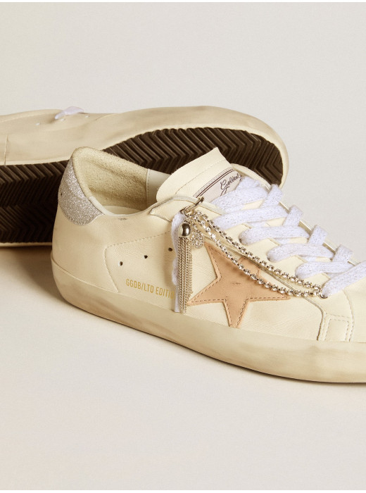 Women's Super-Star LTD in nappa leather with nude leather star and glitter heel tab