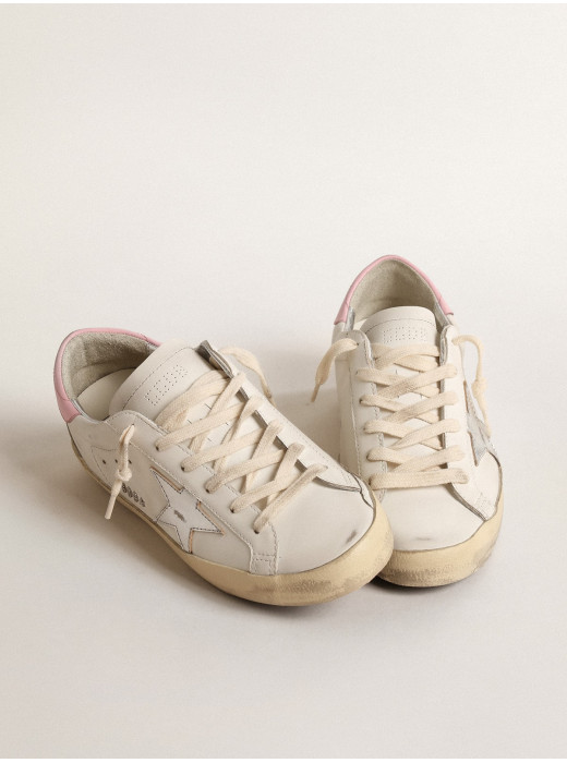 Women's Super-Star with silver leather star and pink heel tab