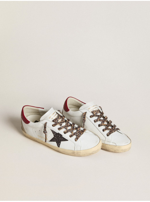 Women's Super-Star in nappa with glitter star and red nappa heel tab