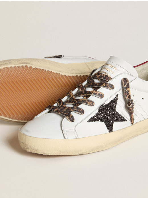 Women's Super-Star in nappa with glitter star and red nappa heel tab