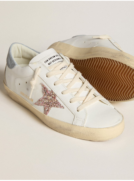 Women's Super-Star LTD with multicolor glitter star and suede heel tab