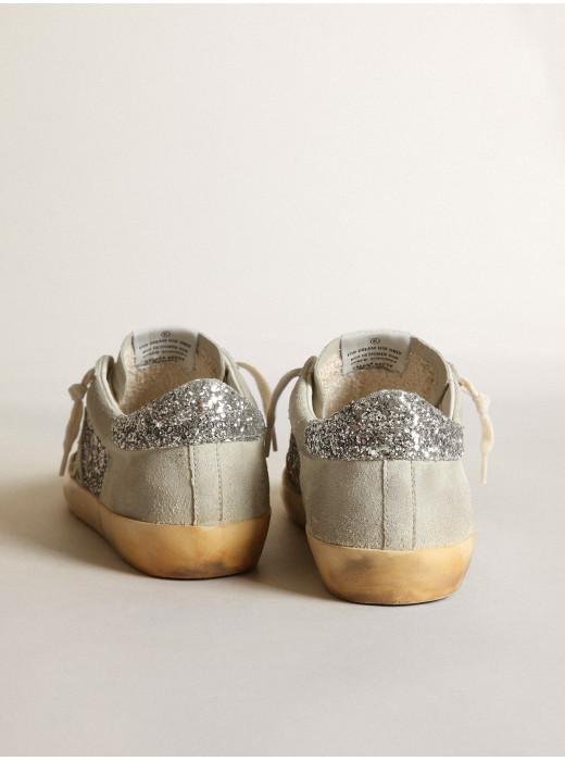 Women's Super-Star in silver glitter with ice-gray star and inserts