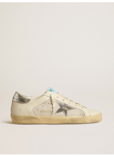 Super-Star in white leather and suede with silver and gold leather star