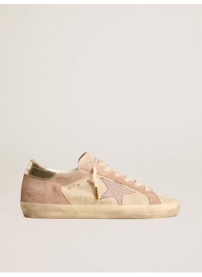 Woman's Super-Star in pale pink suede with suede star and platinum heel tab