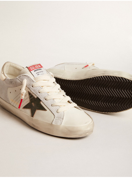 Women's Super-Star with lizard print with green star and platinum heel tab